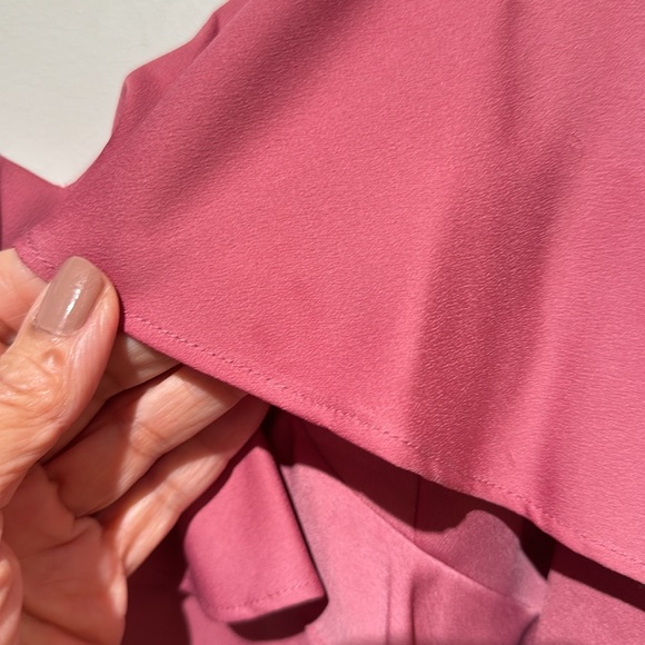 NICOLE MILLER. Pink Spaghetti Strap Ruffle High/Low Gown. S-6. Built in … - Picture 11 of 11